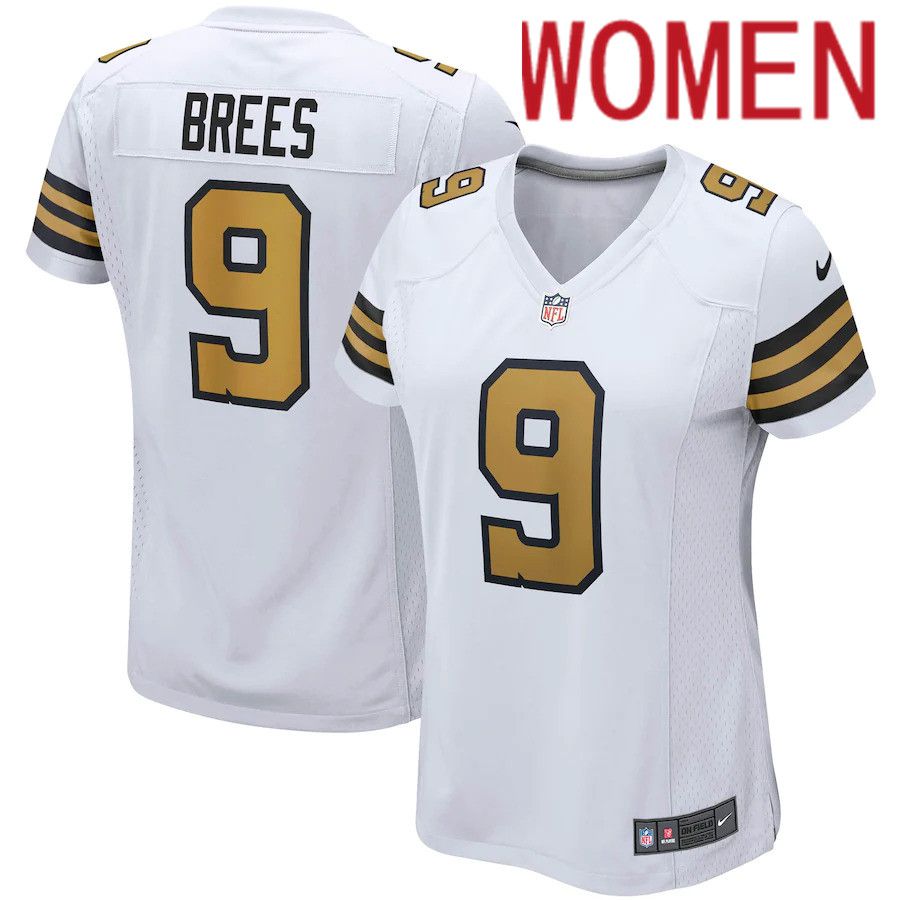 Women New Orleans Saints #9 Drew Brees Nike White Alternate Game NFL Jersey